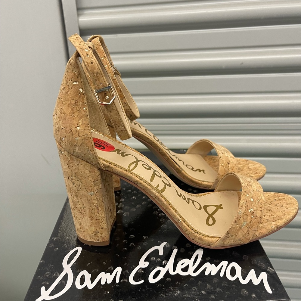 Brand new Sam Edelman natural cork “Yaro” style heels
